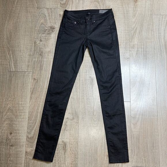 RAG & BONE Women's Black Shimmer Skinny Legging Jeans in Shoreditch - Picture 7 of 11